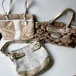 Trio Of COACH Bags, Gold & Brass - See Photos