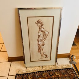 Signed Framed Sketch Of Woman (Living Room)