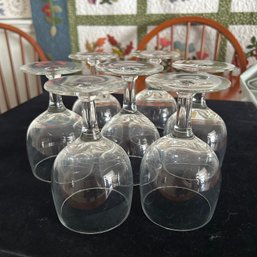 Set Of 8 Vintage Clear Wine Glasses (Dining Room)