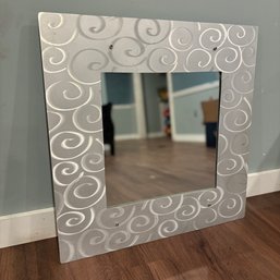 Lovely Heavy Aluminum Framed Mirror With Swirling Design (BM)