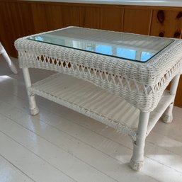 Resin Wicker Coffee Table With Protective Glass Top (Porch)
