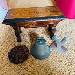 Small Foot Stool, Bell And Other Items (LR)