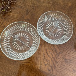 Pair Of Divided Glass Serving Dishes (DR)