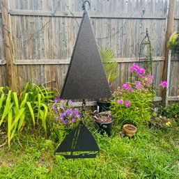 Medium Weighted, Metal Triangle Wind Chime With Sailboat (SA)