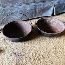 Pair Of Cast Iron Bowls With Handles (LR)