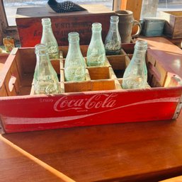 Vintage Wooden Coca-cola Crate With Bottles (Porch)