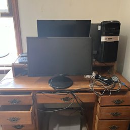 Computer Monitors And CPU With Assorted Peripherals (office)