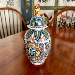 Vintage Decorative Ceramic Painted Lidded Jar Made In Holland (Dining Room)