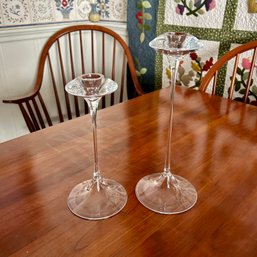 Set Of Two Vintage Glass Candlesticks (Dining Room)