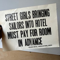 'Street Girls' Sign, Palace Hotel, Charlestown, MA (IS)