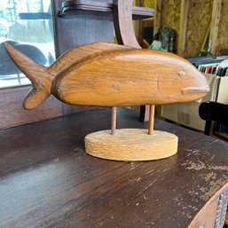 Carved Wooden Fish Sculpture (garage)