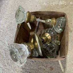 Basket Of Vintage Glass Doorknobs (Garage Right)