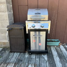 Propane Grill With Suncast Outdoor Trash Can (pool)