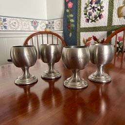 Set Of 4 Vintage Nantucket Pewter Small Footed Cordial Goblets (Dining Room)