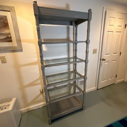 Gray Book Shelf With Glass Shelves (Bsmt)