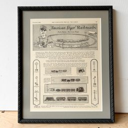 Framed Antique 'American Flyer' Train Set Advertisement (IS)