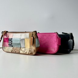 Trio Of COACH Bags, Pink, Black, & Patchwork - See Photos