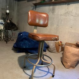 Vintage Metal Task Chair On Wheels (Storage)