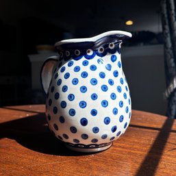 Ceramic Pitcher Blue And White Made In Poland (DR)