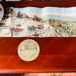 Vintage New Hampshire Metal Decal And Mt. Greylock Rolled Poster (Barn)
