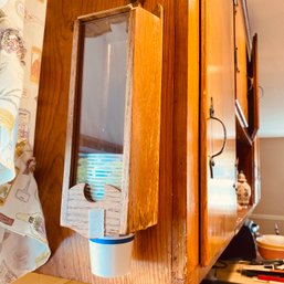 Vintage Wooden Dixie Cup Wall Dispenser (kitchen)