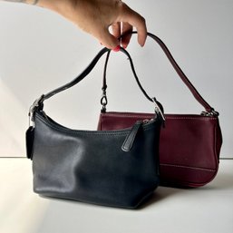 Pair Of Small Leather COACH Bags, Black & Maroon