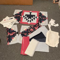 Partially Completed Quilting Project With Extra Fabric And Plans (Zone 1)