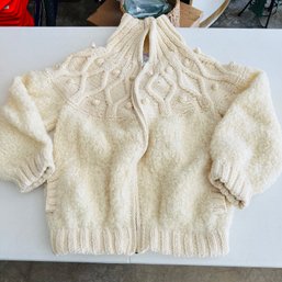 Aova Weavers Wool Cardigan Made In Ireland (MS)
