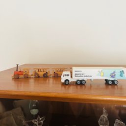 Wooden Train And Truck Toys (Living Room)