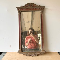 Antique Wall Mirror, Decorative Wood Painted Frame (IS)