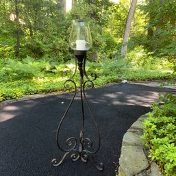 Metal Candle Stand With Glass Shade 50' (Storage)