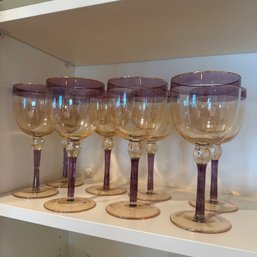 Beautiful Set Of Purple & Gold Toned Goblets (Kitchen)