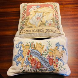Two Vintage Needlepoint Throw Pillows (Dining Room)