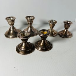 Vintage Weighted Sterling Silver Candle Stick Holders - Set Of 6 (garage Center)