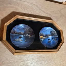 Pair Of Plates In Framed Case, 'Nocturnal Glow' And Peaceful Waters,' By Jim Hansel (Bsmt 2)