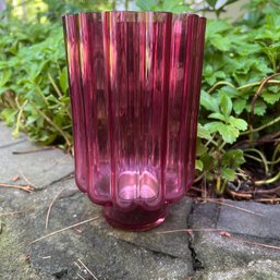 Cranberry Glass Candle Holder (Storage)