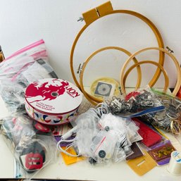 Sewing Supplies! Wood Hoops, Buckles, Buttons & More (NK)