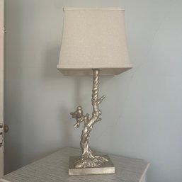 Pair Of Silver Painted Tree/Bird Lamps - See Descr. (UP2)