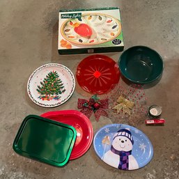 Lot Of Holiday Platters Including Nice Chip & Dip (Zone 3)