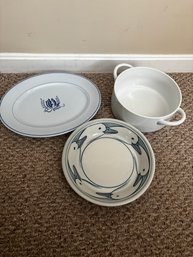 Trio Of Ceramic Dishware, Platers & Casserole Dish (DR)