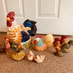 Chicken Themed Collection Including Cookie Jar, Sale & Pepper Shakers & More! (Porch)