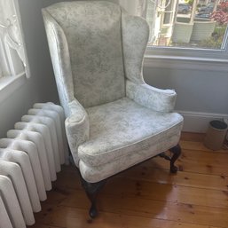 Beautiful White And Green Reupholstered Vintage Arm Chair (UP2)