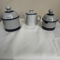 Trio Of Damsk Cermics Creamer, Sugar (DR)