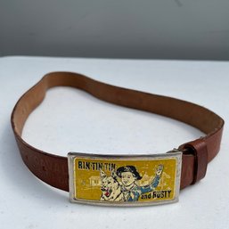 Vintage Rin-Tin-Tin And Rusty Child's Leather Belt (TD LOC 8)