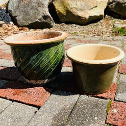 Pair Of Green Planters (LH)