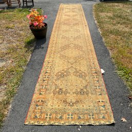 17' Long Vintage Rug Runner, Recently Professionally Cleaned, Fading Commensurate With Age, 34' Wide (IS)