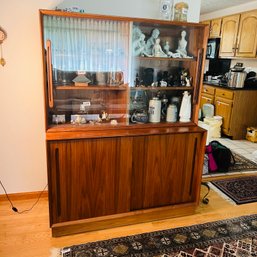 Vintage Cabinet With Upper Glass Lighted Display Cabinet (Living Room)