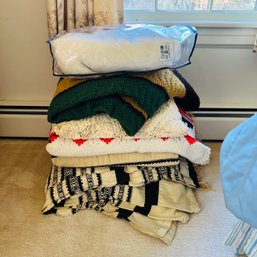 Vintage Wool And Handmade Blankets Plus Table Coverings (Upstairs Bedroom)