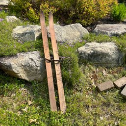 Pair Of Decorative Wooden Skis