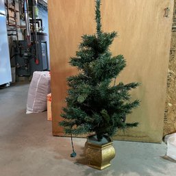 3' Faux Christmas Tree With Working Lights In Gold Pot (Zone 3)